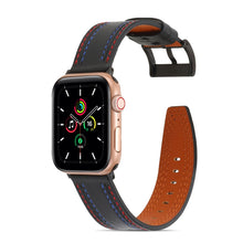 Sewing Matte Leather Watch Band for Apple Watch Ultra 49mm / Series 8&7 45mm / SE 2&6&SE&5&4 44mm / 3&2&1 42mm(Black)