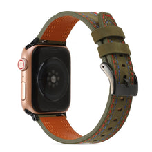Sewing Matte Leather Watch Band for Apple Watch Ultra 49mm / Series 8&7 45mm / SE 2&6&SE&5&4 44mm / 3&2&1 42mm(Army Green)