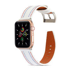 Sewing Matte Leather Watch Band for Apple Watch Ultra 49mm / Series 8&7 45mm / SE 2&6&SE&5&4 44mm / 3&2&1 42mm(White)