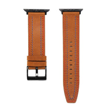 Sewing Matte Leather Watch Band for Apple Watch Ultra 49mm / Series 8&7 45mm / SE 2&6&SE&5&4 44mm / 3&2&1 42mm(Black)