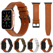 Sewing Matte Leather Watch Band for Apple Watch Ultra 49mm / Series 8&7 45mm / SE 2&6&SE&5&4 44mm / 3&2&1 42mm(Black)