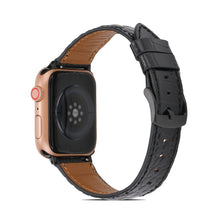 Crocodile Texture Leather Watch Band for Apple Watch Series 8&7 41mm / SE 2&6&SE&5&4 40mm / 3&2&1 38mm(Black)