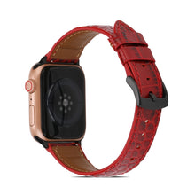 Crocodile Texture Leather Watch Band for Apple Watch Series 8&7 41mm / SE 2&6&SE&5&4 40mm / 3&2&1 38mm(Red)