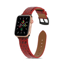 Crocodile Texture Leather Watch Band for Apple Watch Series 8&7 41mm / SE 2&6&SE&5&4 40mm / 3&2&1 38mm(Red)