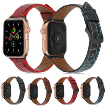 Crocodile Texture Leather Watch Band for Apple Watch Series 8&7 41mm / SE 2&6&SE&5&4 40mm / 3&2&1 38mm(Red)