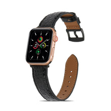 Crocodile Texture Leather Watch Band for Apple Watch Ultra 49mm / Series 8&7 45mm / SE 2&6&SE&5&4 44mm / 3&2&1 42mm(Black)