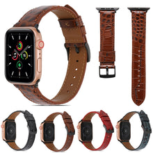 Crocodile Texture Leather Watch Band for Apple Watch Ultra 49mm / Series 8&7 45mm / SE 2&6&SE&5&4 44mm / 3&2&1 42mm(Brown)