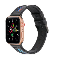 Genuine Leather + GD Knitting Watch Band for Apple Watch Ultra 49mm / Series 8&7 45mm / SE 2&6&SE&5&4 44mm / 3&2&1 42mm(Black)