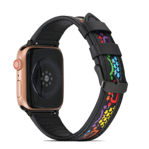 Genuine Leather + GD Knitting Watch Band for Apple Watch Ultra 49mm / Series 8&7 45mm / SE 2&6&SE&5&4 44mm / 3&2&1 42mm(Black)
