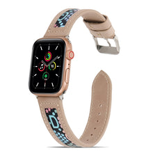 Genuine Leather + GD Knitting Watch Band for Apple Watch Ultra 49mm / Series 8&7 45mm / SE 2&6&SE&5&4 44mm / 3&2&1 42mm(Beige)