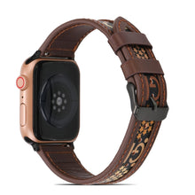 Genuine Leather + GD Knitting Watch Band for Apple Watch Ultra 49mm / Series 8&7 45mm / SE 2&6&SE&5&4 44mm / 3&2&1 42mm(Dark Brown)
