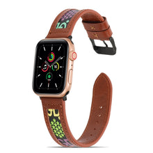 Genuine Leather + GD Knitting Watch Band for Apple Watch Ultra 49mm / Series 8&7 45mm / SE 2&6&SE&5&4 44mm / 3&2&1 42mm(Brown)