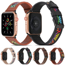 Genuine Leather + GD Knitting Watch Band for Apple Watch Ultra 49mm / Series 8&7 45mm / SE 2&6&SE&5&4 44mm / 3&2&1 42mm(Beige)