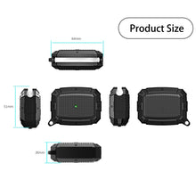 For AirPods Pro Shield Armor Waterproof Wireless Earphone Protective Case with Carabiner(Black)