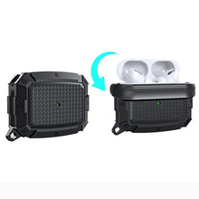 For AirPods Pro Shield Armor Waterproof Wireless Earphone Protective Case with Carabiner(Black)