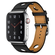 PU Silver Buckle Watch Band For Apple Watch Series 8&7 41mm / SE 2&6&SE&5&4 40mm / 3&2&1 38mm(Black)