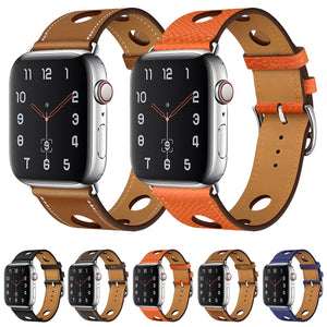 PU Silver Buckle Watch Band For Apple Watch Ultra 49mm / Series 8&7 45mm / SE 2&6&SE&5&4 44mm / 3&2&1 42mm(Royal Blue)