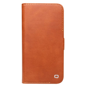 For iPhone 13 Pro QIALINO Magnetic Buckle Leather Phone Case (Brown)