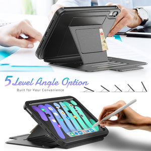 For iPad mini 6 Smart B Magnetic Leather Tablet Case(Black)