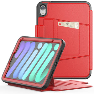 For iPad mini 6 Smart B Magnetic Leather Tablet Case(Red)