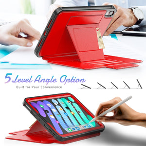 For iPad mini 6 Smart B Magnetic Leather Tablet Case(Red)