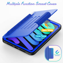 For iPad mini 6 Smart B Magnetic Leather Tablet Case(Blue)