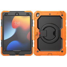 For iPad 10.2 2021 / 2020 / 2019 Silicone + PC Tablet Case with Shoulder Strap(Orange+Black)