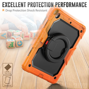 For iPad 10.2 2021 / 2020 / 2019 Silicone + PC Tablet Case with Shoulder Strap(Orange+Black)