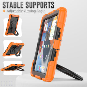 For iPad 10.2 2021 / 2020 / 2019 Silicone + PC Tablet Case with Shoulder Strap(Orange+Black)