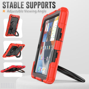 For iPad 10.2 2021 / 2020 / 2019 Silicone + PC Tablet Case with Shoulder Strap(Red+Black)