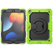 For iPad 10.2 2021 / 2020 / 2019 Silicone + PC Tablet Case with Shoulder Strap(Yellow Green+Black)