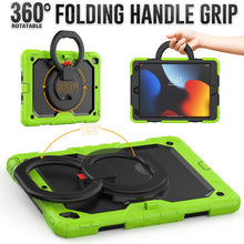 For iPad 10.2 2021 / 2020 / 2019 Silicone + PC Tablet Case with Shoulder Strap(Yellow Green+Black)