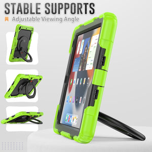 For iPad 10.2 2021 / 2020 / 2019 Silicone + PC Tablet Case with Shoulder Strap(Yellow Green+Black)