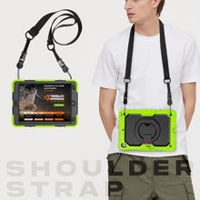 For iPad 10.2 2021 / 2020 / 2019 Silicone + PC Tablet Case with Shoulder Strap(Yellow Green+Black)