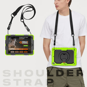 For iPad 10.2 2021 / 2020 / 2019 Silicone + PC Tablet Case with Shoulder Strap(Yellow Green+Black)
