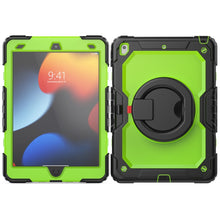 For iPad 10.2 2021 / 2020 / 2019 Silicone + PC Tablet Case with Shoulder Strap(Black+Yellow Green)