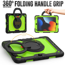 For iPad 10.2 2021 / 2020 / 2019 Silicone + PC Tablet Case with Shoulder Strap(Black+Yellow Green)