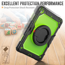 For iPad 10.2 2021 / 2020 / 2019 Silicone + PC Tablet Case with Shoulder Strap(Black+Yellow Green)