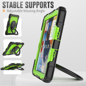 For iPad 10.2 2021 / 2020 / 2019 Silicone + PC Tablet Case with Shoulder Strap(Black+Yellow Green)