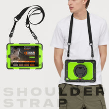 For iPad 10.2 2021 / 2020 / 2019 Silicone + PC Tablet Case with Shoulder Strap(Black+Yellow Green)