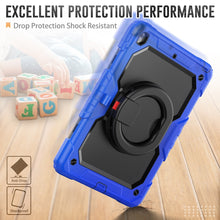 For iPad 10.2 2021 / 2020 / 2019 Silicone + PC Tablet Case with Shoulder Strap(Blue+Black)