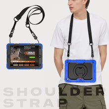 For iPad 10.2 2021 / 2020 / 2019 Silicone + PC Tablet Case with Shoulder Strap(Blue+Black)