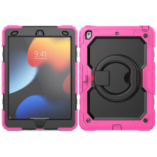 For iPad 10.2 2021 / 2020 / 2019 Silicone + PC Tablet Case with Shoulder Strap(Rose Red+Black)