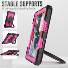 For iPad 10.2 2021 / 2020 / 2019 Silicone + PC Tablet Case with Shoulder Strap(Black+Rose Red)