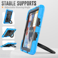 For iPad 10.2 2021 / 2020 / 2019 Silicone + PC Tablet Case with Shoulder Strap(Light Blue+Black)