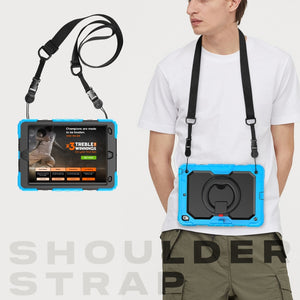 For iPad 10.2 2021 / 2020 / 2019 Silicone + PC Tablet Case with Shoulder Strap(Light Blue+Black)