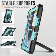 For iPad 10.2 2021 / 2020 / 2019 Silicone + PC Tablet Case with Shoulder Strap(Black+Light Blue)