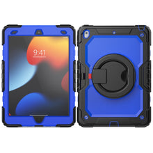 For iPad 10.2 2021 / 2020 / 2019 Silicone + PC Tablet Case with Shoulder Strap(Black+Dark Blue)