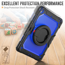 For iPad 10.2 2021 / 2020 / 2019 Silicone + PC Tablet Case with Shoulder Strap(Black+Dark Blue)