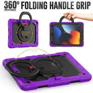 For iPad 10.2 2021 / 2020 / 2019 Silicone + PC Tablet Case with Shoulder Strap(Purple+Black)